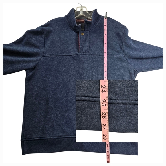 Orvis Signature 1/4 Zip Fleece Lined Sweatshirt Navy Blue Large - Picture 10 of 12
